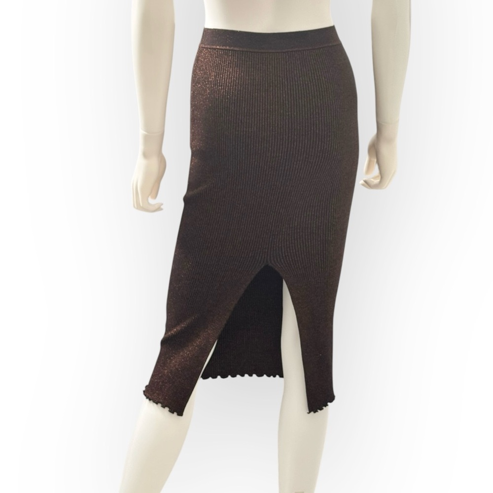 ALEXANDER WANG $385 Retail Brown Ribbed Knit Maxi Skirt, Size Small - Picture 8 of 14